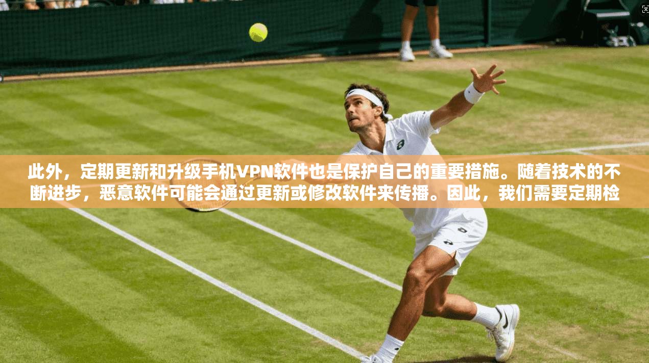 此外，定期更新和升级手机VPN软件也是保护自己的重要措施。随着技术的不断进步，恶意软件可能会通过更新或修改软件来传播。因此，我们需要定期检查和更新手机上的VPN应用，确保其处于最新版本