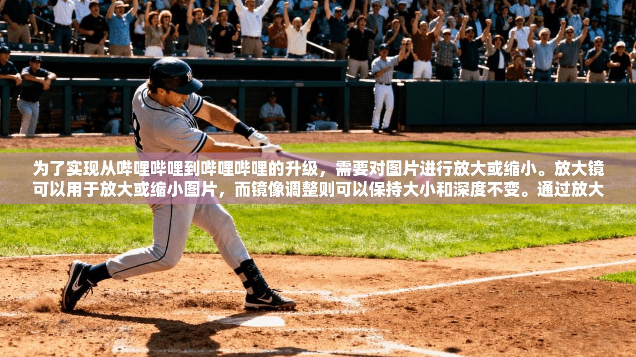 为了实现从哔哩哔哩到哔哩哔哩的升级，需要对图片进行放大或缩小。放大镜可以用于放大或缩小图片，而镜像调整则可以保持大小和深度不变。通过放大镜进一步调整，最终得到放大镜调整参数